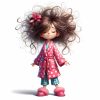 19 Vintage Strawberry Night Girl Clipart, Cute Girls In Pastel Pink Pajama, Printable PNG For Paper Crafts, Scrapbooking, Junk Journal