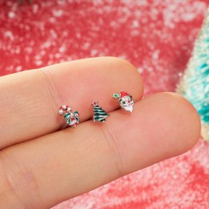 3pcs 20G Christmas L Shape Silver Nose Stud/Nose Ring/Nose Jewelry/Nose Piercing/Bowknot Nose Stud/Straight Stud/Tiny Nose Stud/Gift For Her