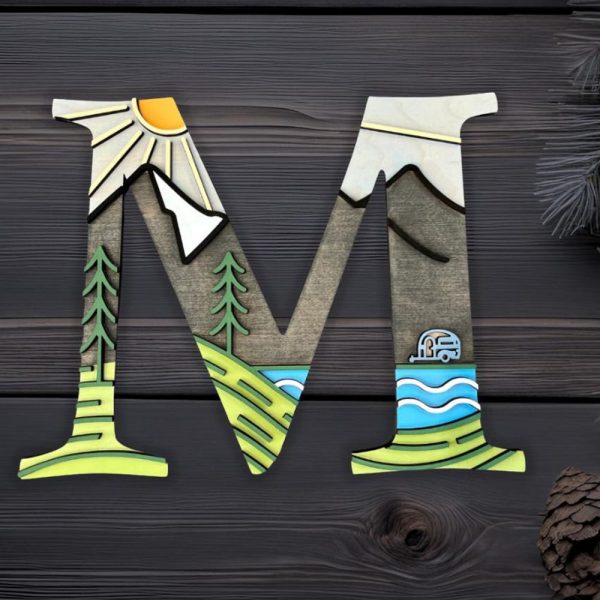 Monogram Camping RV Life 3D Wall Decor, Home Away From Home Decor, Camping Decor, Last Name Decor, Camper or Tent Mountain and Lake Design