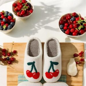 Cherry Cozy Slipper, Women Slipper, Home Shoes, Comfort Slipper