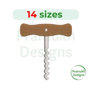 Corkscrew Embroidery Design. Corkscrew silhouette. Machine Embroidery Design. Mini Corkscrew.  Corkscrew Filled Stitch.