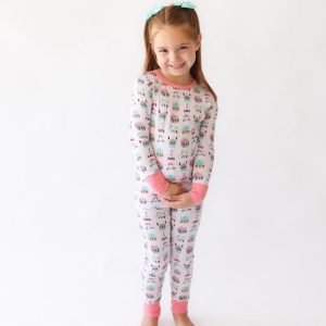I Love Cats Bamboo Pajama Set for Girls – Soft, Hypoallergenic, Long Sleeve PJs –  Gift for Cat Lovers – Toddler Pajamas – Kids Clothes