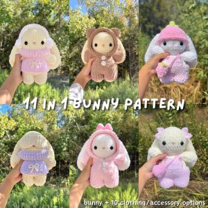 11 in 1 Baby Bunny in Clothing Crochet Pattern Bundle