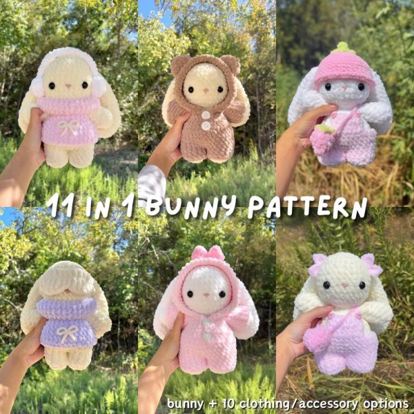 11 in 1 Baby Bunny in Clothing Crochet Pattern Bundle