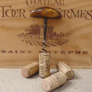 French antique corkscrew with bovine horn handle Wine bottle opener Wine Lover Gift Collectible 19th century