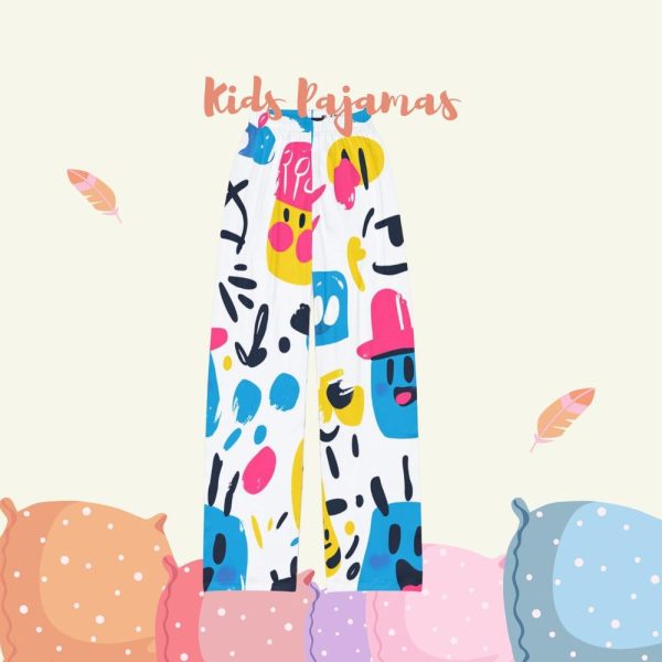 Playful Faces Kids Pajama Pants, Children’s Sleepwear, DIY Projects, Kids Lounge Trousers, Cute PJs for Boys and Girls