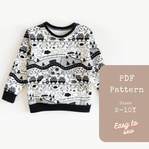 Kids Sweatshirt Sewing Pattern PDF Instant Download | PDF Sewing Patterns Toddler |  Kids Sewing Patterns for Beginners | Sweatshirt Pattern