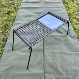 Split Camp Grill, BBQ Grill. Camping Bushcraft Cooking Equipment.