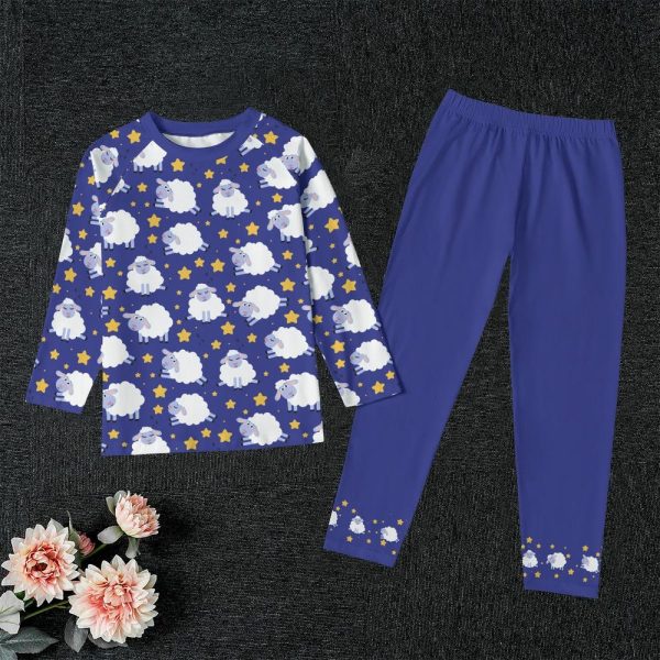 Night Sheep Kid’s Pajama Set – Dark Blue – Soft, Stretchy, Comfortable fabric – Cute Design – Gift for Kids
