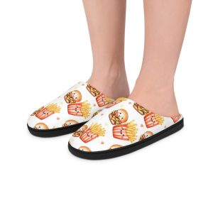 Whimsical Burger & Fries Women’s Indoor Slippers – Cozy Home Footwear for Food Lovers, Perfect for Relaxing Days, Gifts, Slippers, Indoor