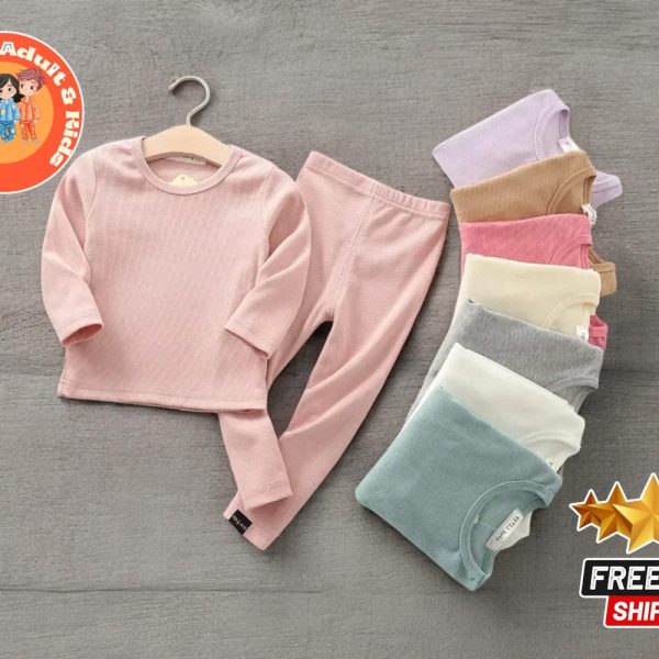 Cozy Kids Pajama Set | Soft Cotton Sleepwear | Long Sleeve PJs for Boys and Girls | 2-Piece Nightwear Collection | Solid Colors & Gift-Ready