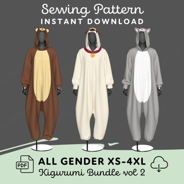 Kigurumi Pack vol 2 | XS-4XL PDF Cosplay Pattern | Animal Pajama Jumper | Digital Download Print at Home Pattern