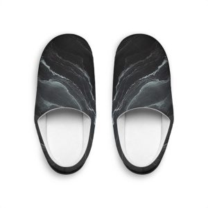 Stylish Men’s Indoor Slippers Cozy House Shoes Comfort Footwear for Men Black Marble Design Perfect Gift for Him by BlackWolfB