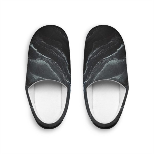 Stylish Men’s Indoor Slippers Cozy House Shoes Comfort Footwear for Men Black Marble Design Perfect Gift for Him by BlackWolfB