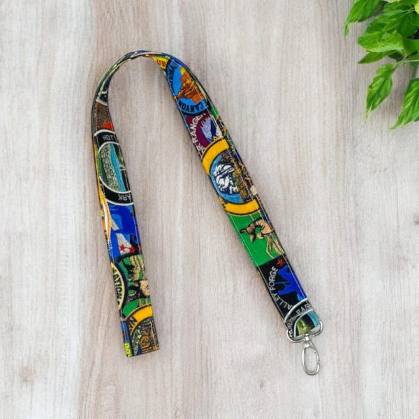National Park Lanyard, Travel Badge Holder, Adventure Keychain, Outdoor Lover Gift, Handmade Fabric Lanyard, Camping Accessories, Hiker Gift