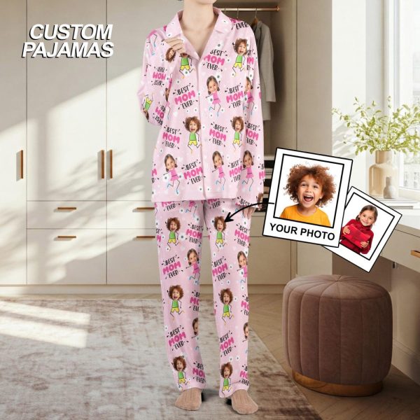 Personalized Photo kids mom Pajamas Set, Best mom ever pajama, Mother’s day Pajamas For Women, Holiday Pajamas, custom photo