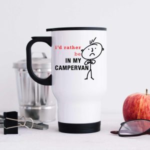 Mug – Metal Travel Mug for Men – I’d Rather Be In My Campervan Gift – Perfect Camping Accessory – Unique Outdoor Coffee Cup