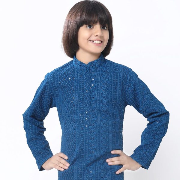 Kid’s Lucknowi Chikankari Kurta Pajama