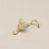 14K Solid Gold Diamond Nose Screw, Corkscrew Nose Piercing Stud, 20g Thin Nose Stud, Elegant Solid Gold Nose Jewelry