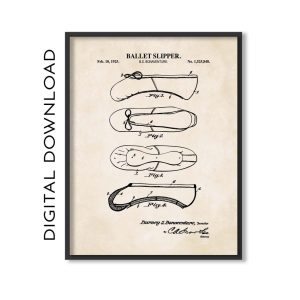 Ballet Wall Art | Ballet Slipper Patent Art Print | Ballet Room Decor | Dance Print Poster | PRINTABLE DIGITAL DOWNLOAD | #1225V