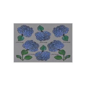 Slightly Subtle Floral Outdoor Rug on Grey Hydrangea Design, Patio Decor, Garden Mat, Blue Area Rug, Outdoor Living, Camping Accessory