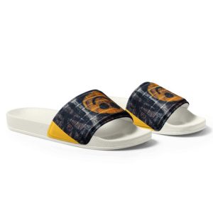 Stylish and fun, happy emoji graffiti – Men’s slides.   Enjoy around the neighborhood, at the beach, on vacation or even just out and about.