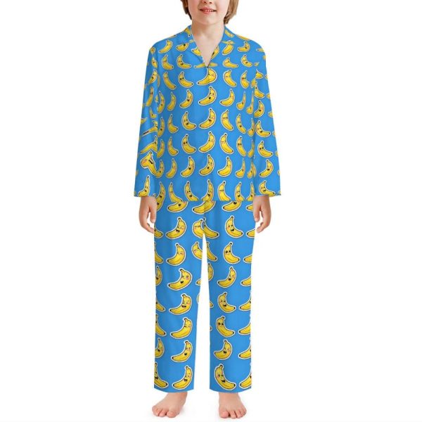 Cartoon Banana Kids Pajama Set, Cozy pajamas, Cartoon Network, Kids Pajamas, Long Sleeve Kids Pajama Set, Children’s Pjs, Kids Blue Pajamas