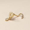 14K Solid Gold Butterfly Nose Stud, 20g Gold Corkscrew Nose Piercing, Dainty Gold Nose Jewelry, Minimalist Nose Piercing Ring Jewelry