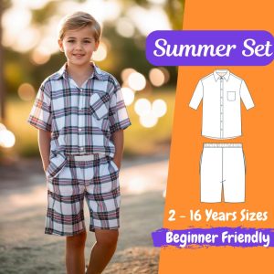 Kids Pajama Set Blouse and Pants Sewing Pattern Diy PJ for Girls and Boys 2 – 16 Years Sewing Pattern Set | Beginner Patterns