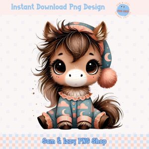 Cute Horse Pajama Slumber Party PNG Sublimation Design, Cute Western Pony Clipart, Farm Animal Nursery Art, Cute Toddler Kids Shirt Png, DTF
