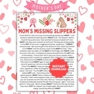 Mom’s Missing Slippers | Mother’s Day Left-Right Game | Fun Mother’s Day Games | Left-Right Mother’s Day Printable | Mother’s Day Games