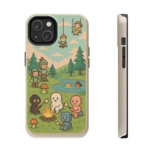 Whimsical Adventure Phone Case – Vintage Camping Art, Tough Phone Case, Geeky Gift, Nature Lover Accessory, Retro Design