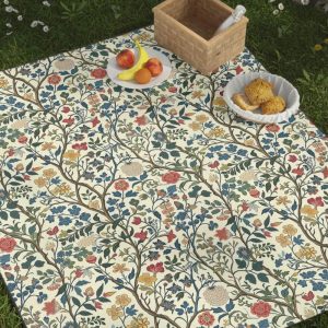 William Morris Picnic Blanket – Water-Resistant Outdoor Throw, Vintage Floral Camping Mat, Cottagecore Gift for Travelers