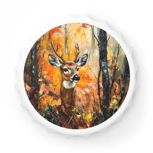Deer Forest Painting Bottle Opener, Rustic Home Decor, Nature Lover Gift, Barware, Camping Accessories, Artful Kitchen Tool