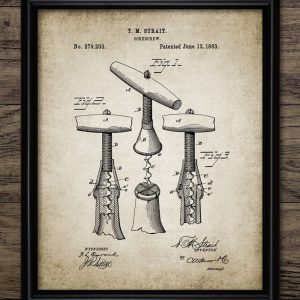 Corkscrew Wall Art, Printable corkscrew, Wine Bar, Restaurant, 1883 Corkscrew Design, Wine Aficionados, Connoisseurs #606 INSTANT DOWNLOAD