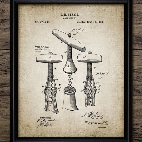 Corkscrew Wall Art, Printable corkscrew, Wine Bar, Restaurant, 1883 Corkscrew Design, Wine Aficionados, Connoisseurs #606 INSTANT DOWNLOAD
