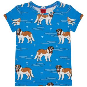 Raspberry Republic Kids St Bernard Dogs T-Shirt – Blue
