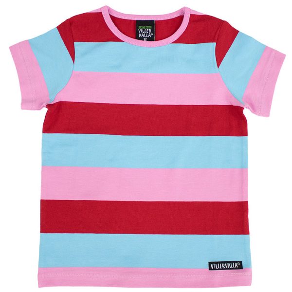 Villervalla Kids Multi-Stripe T-Shirt – Berry Red